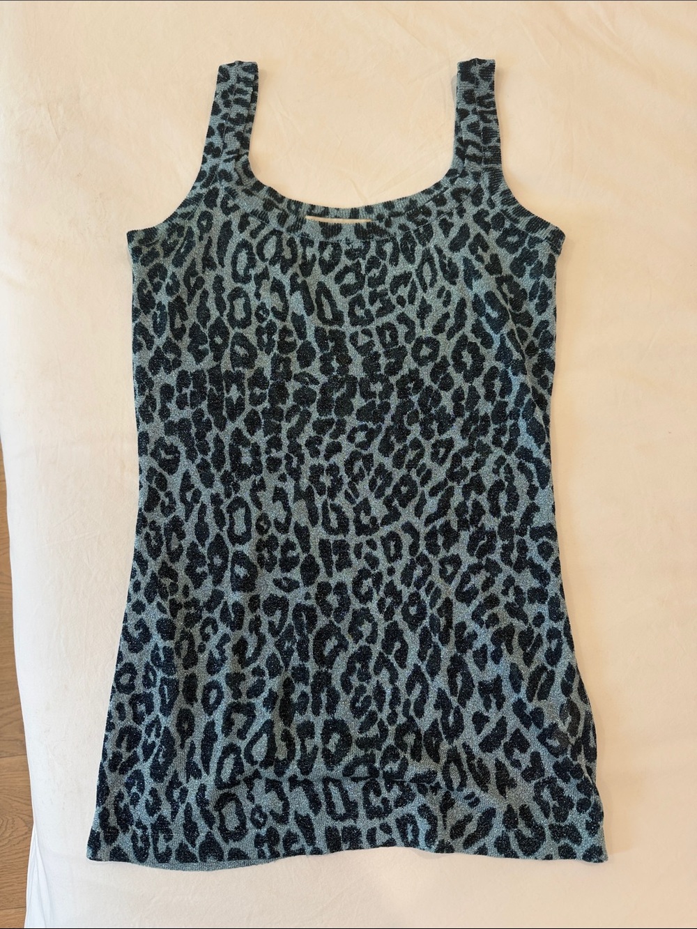 Dolce & Gabbana Black and Light Blue Leopard-Print Tank Top